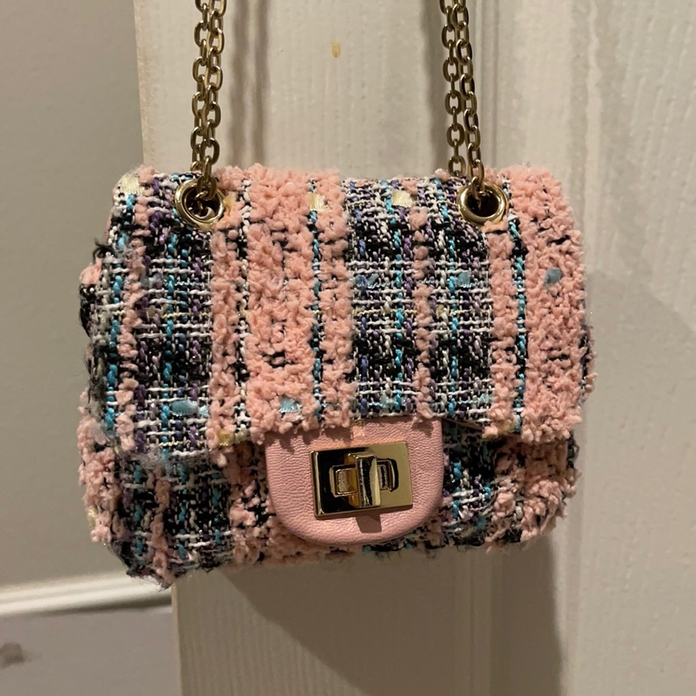 MILK AND SODA tweed small girls handbag